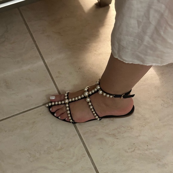 Giambattista Valli Maharani Satin & Faux Pearl Flat Sandals - Picture 14 of 15